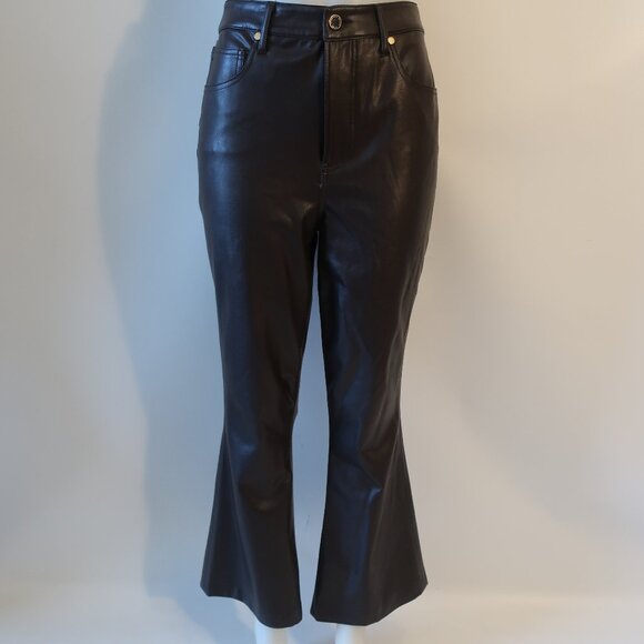 Womens Veronica Beard Beverly Skinny Flare Brown Faux Leather Jeans 30 - Picture 2 of 9
